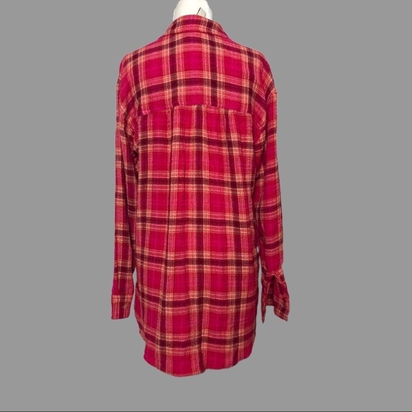 ❤️ XS ❤️ NWT Anthro Top Buttondown Plaid Patch Pockets Oversized​ - Picture 2 of 7